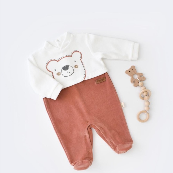 Other - Teddy Velvet Footed Romper/ Organic Cotton.